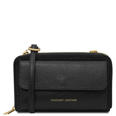 Urania - Leather wallet/phone holder with strap